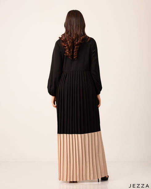 Polyester Color-Block Pleated Dress 54212